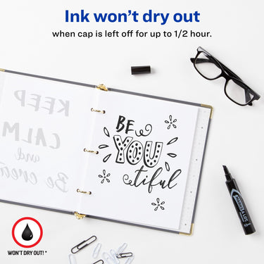 Avery Marks-a-lot Permanent Marker, Regular Desk-Style Size, Chisel Tip, Water and Wear Resistant, 1 Black Marker (17888)